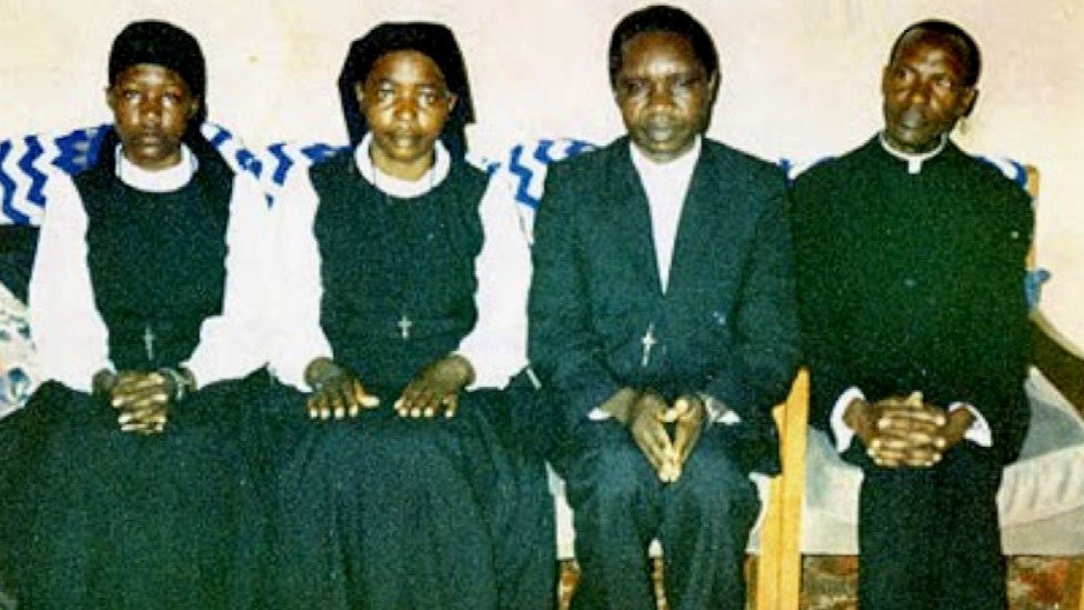 The Movement for the Restoration of the Ten Commandments leadership, Ursula Komuhangi, Credonia Mwerinde, Joseph Kibwetere and Dominic Kataribabo, Source: BBC
