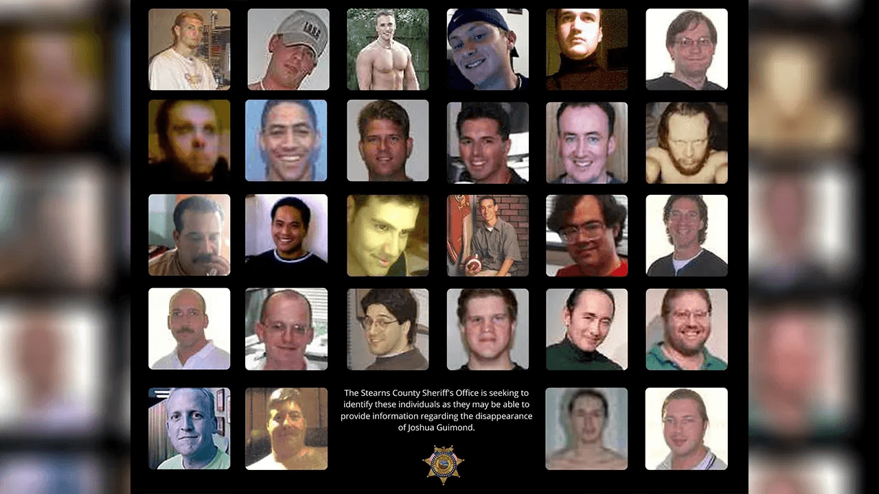 Collage of 28 unidentified men released by investigators in the Joshua Guimond case. Source- FOX9