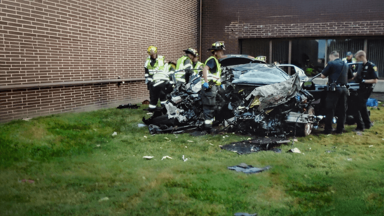 The crashed car Image credit: Netflix