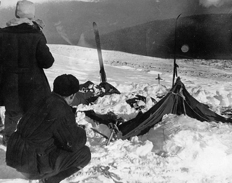 The View of the Tent Found During the Search on February 26, 1959, Source: Wikimedia Commons (Public Domain)