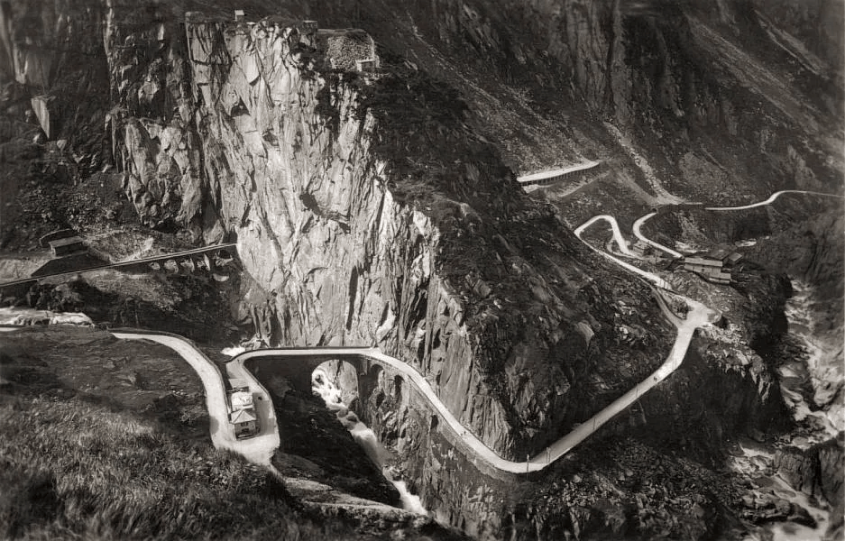 The Devil’s Bridge Legends of Central Europe 4 1934 Aerial View of the Teufelsbrucke, Wikimedia