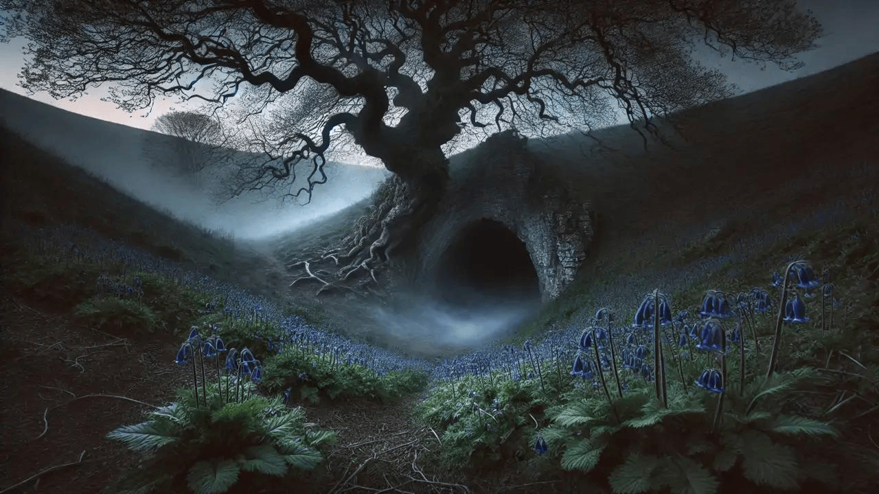 A limestone Cave Beneath Twisted Roots in Dane Hills, Source: fabulahub