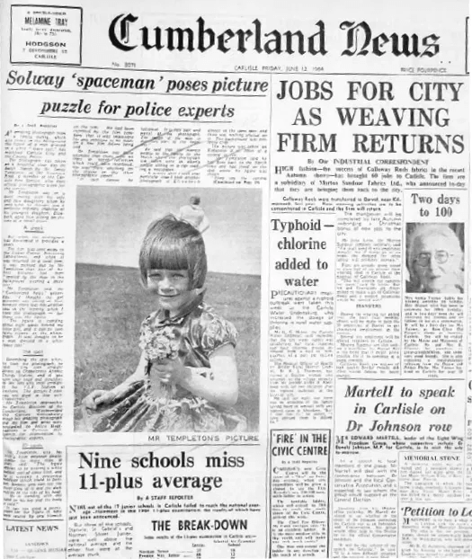 Cumberland News Article About the Solway Spaceman Photograph