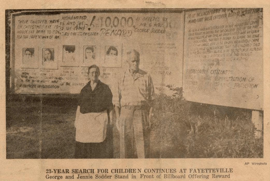 A Newspaper Photo of George and Jennie Sodder in Front of the Billboard, The Sunday Gazette-Mail