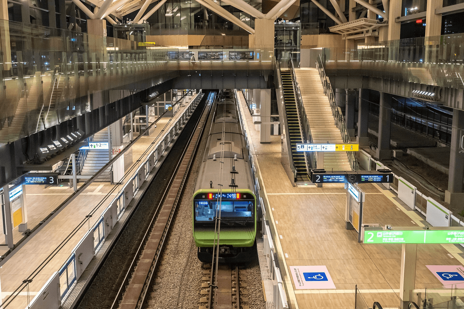 Takanawa Gateway Station Platform Yamanote Line at night